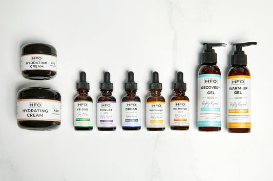 a row of bottles of different types of skin care products