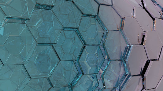 a close up of a wall made of glass